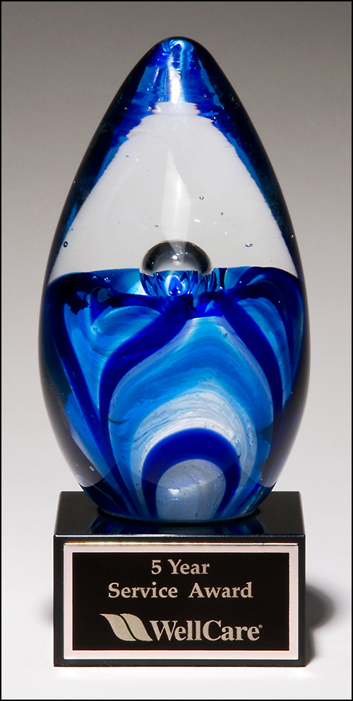 Blue Art Glass Egg-0